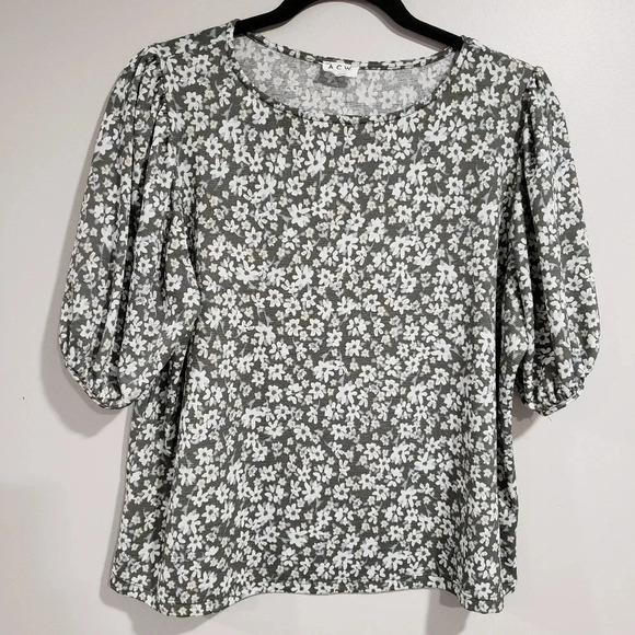 (1)A.C.W  Ardene Contemporary Wear Green Floral Womans Top size L - Picture 1 of 6